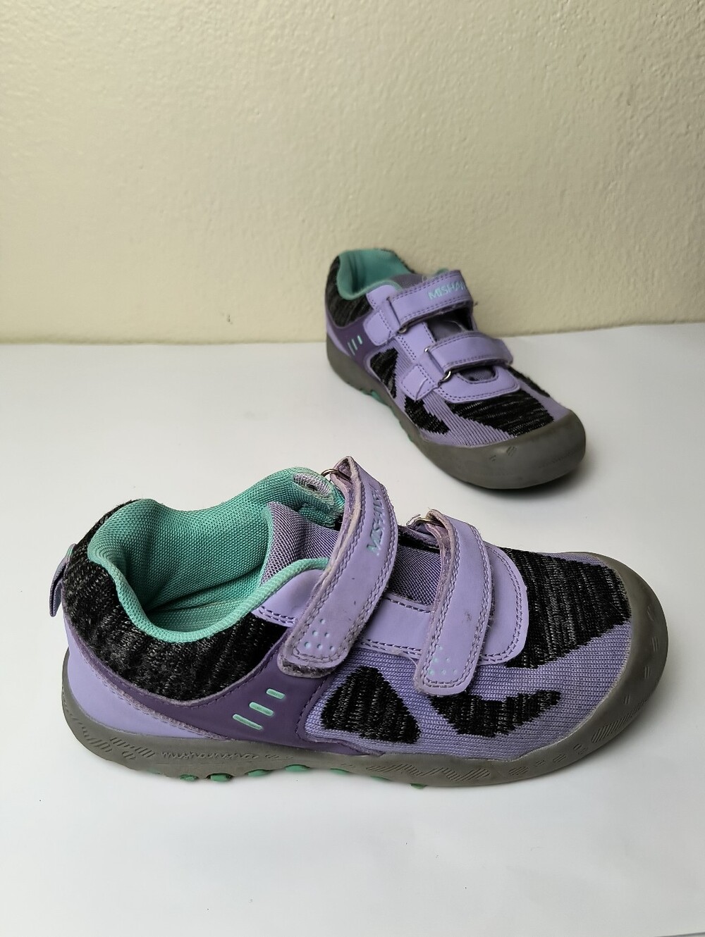 Mishansha Big Girl 3.5 Lavender and Mint Hook & Loop Sneakers